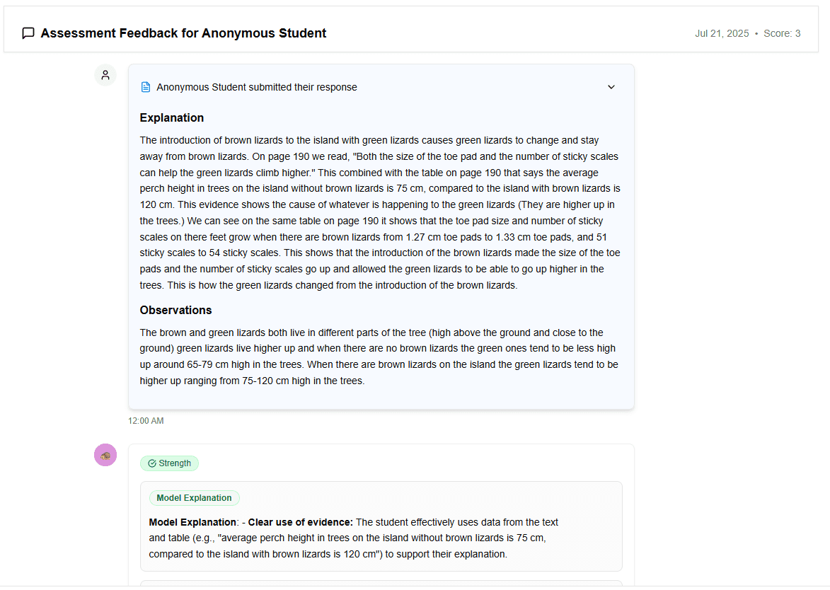Eddo student insights with evidence-based assessment feedback